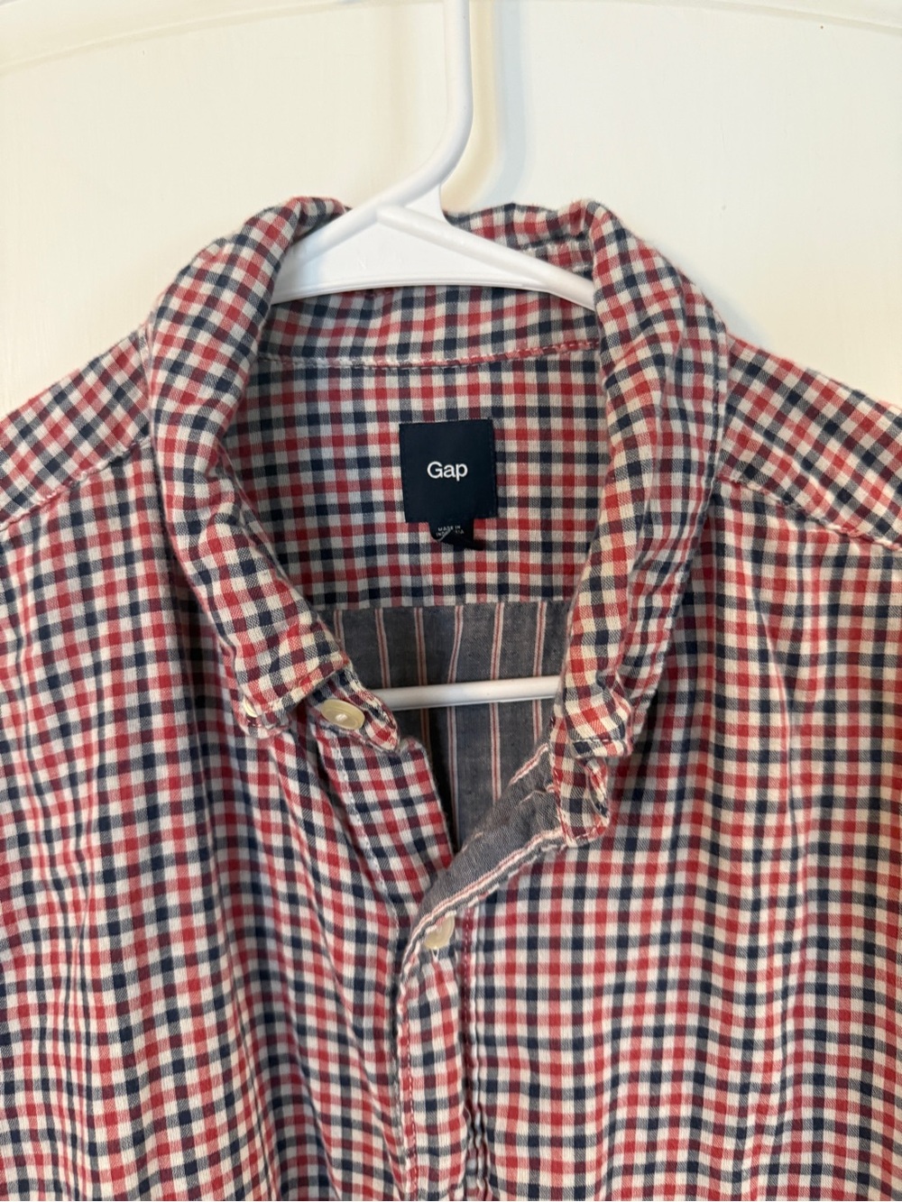 GAP Red and Blue Checked Button-Down Shirt